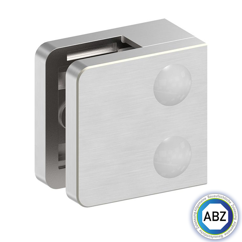 Glasklemme - mit ABZ Zulassung - Masse- 45x45x26 mm - verschiedene Anschluesse - V2A - V4A - Zink - Edel- Optik-GLASKLEMME-F-31-33-4.11