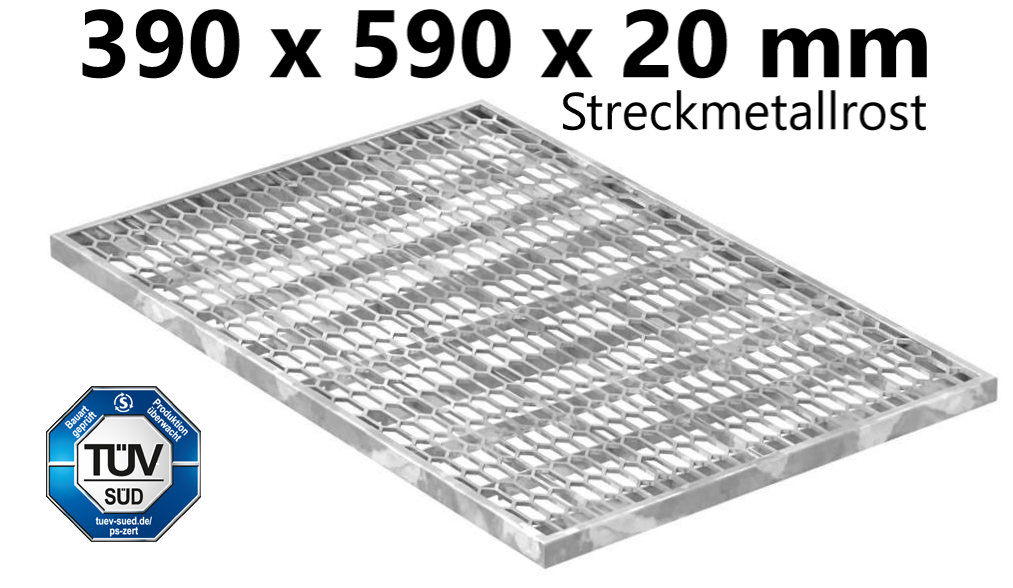Streckmetallrost 390x590x20 mm - aus S235JR -St37-2- im Vollbad feuerverzinkt-23-3959STRECK.7