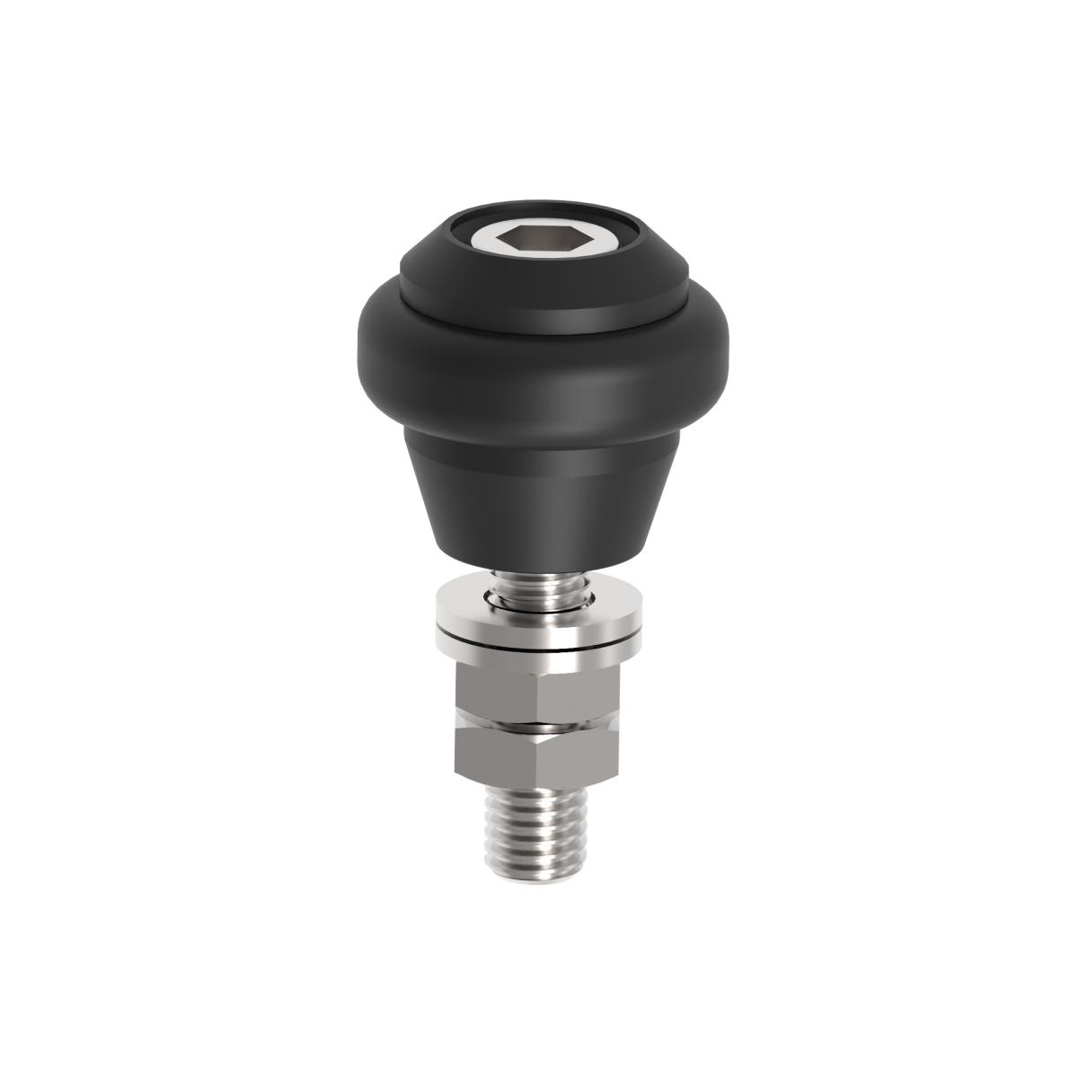 Gummi-Fuehrungsrolle Edelstahl V2A Nylon Gummi roh mit Gewindebolzen-89-11H804G43-A.4
