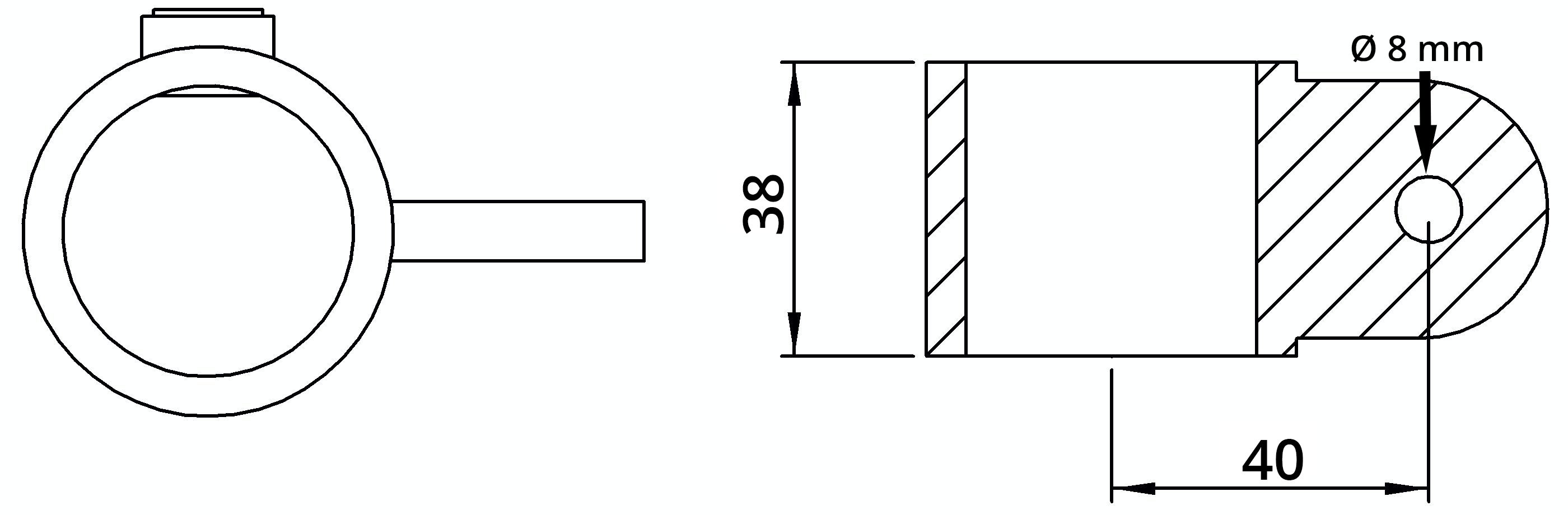 Rohrverbinder - Gelenkauge einfach - 173MA27 - 26-9 mm - 3-4- - Feuerverzinkt u. Elektrogalvanisiert-173MA27