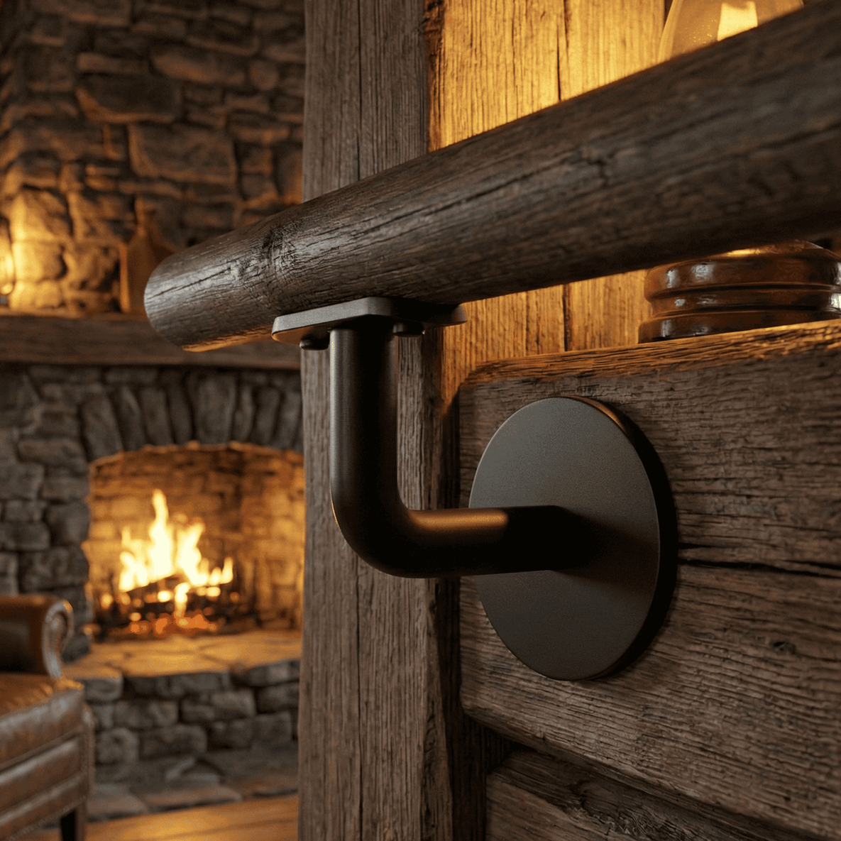 Design Handlaufhalter RAL 9005 Schwarz - V2A Edelstahl - Fuer Ø 42-4 mm Rohr - Unsichtbare Befestigung-11-7002-B-A.4