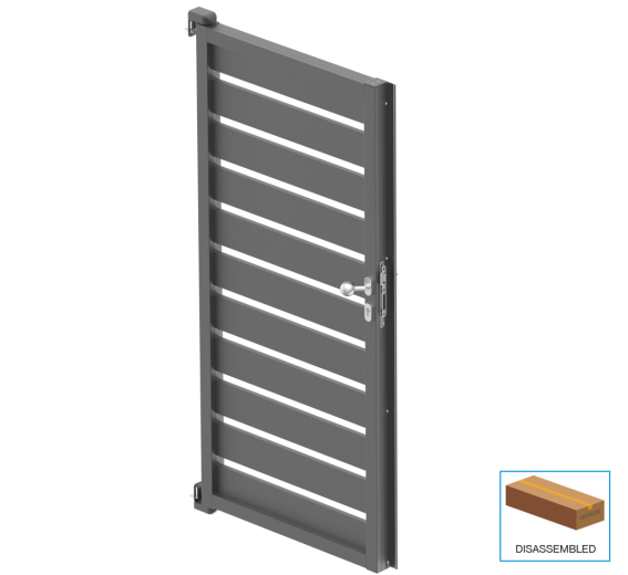 Gartentor Aluminium 1025 x 1850 mm Lamellenfuellung Anthrazit RAL 7016 Set-89-11FGSSSGR7016SET-A.4