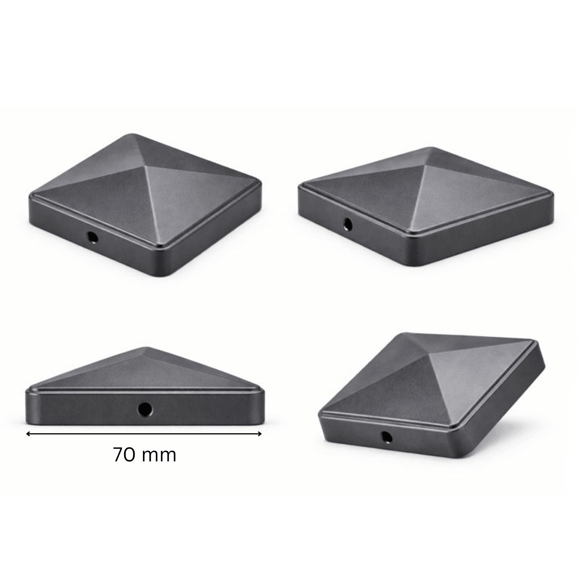 Pfostenkappe 70x70 mm Anthrazit RAL 7016 – 10er Set pulverbeschichtet inkl. Schrauben-60220-70-021