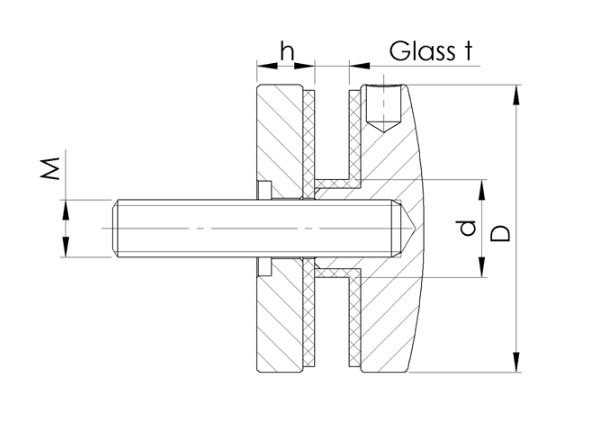 Glaspunkthalter Ø 50 mm- V2A- Anschluss- Flach-10-5100-A.4