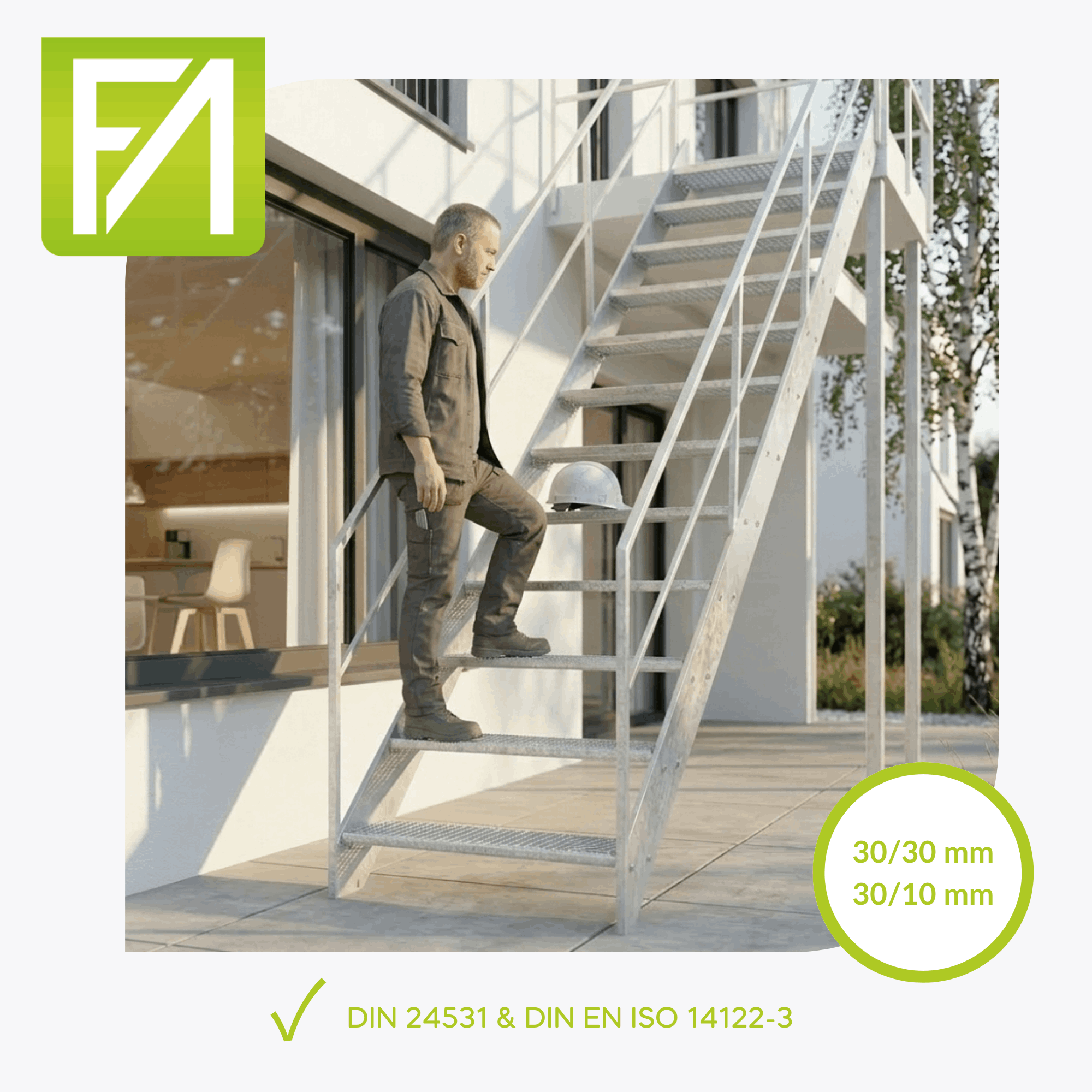 Gitterroststufe 900 x 270 MW 30-30 TS 35-2 Rutschhemmung R10-24-902730352.7