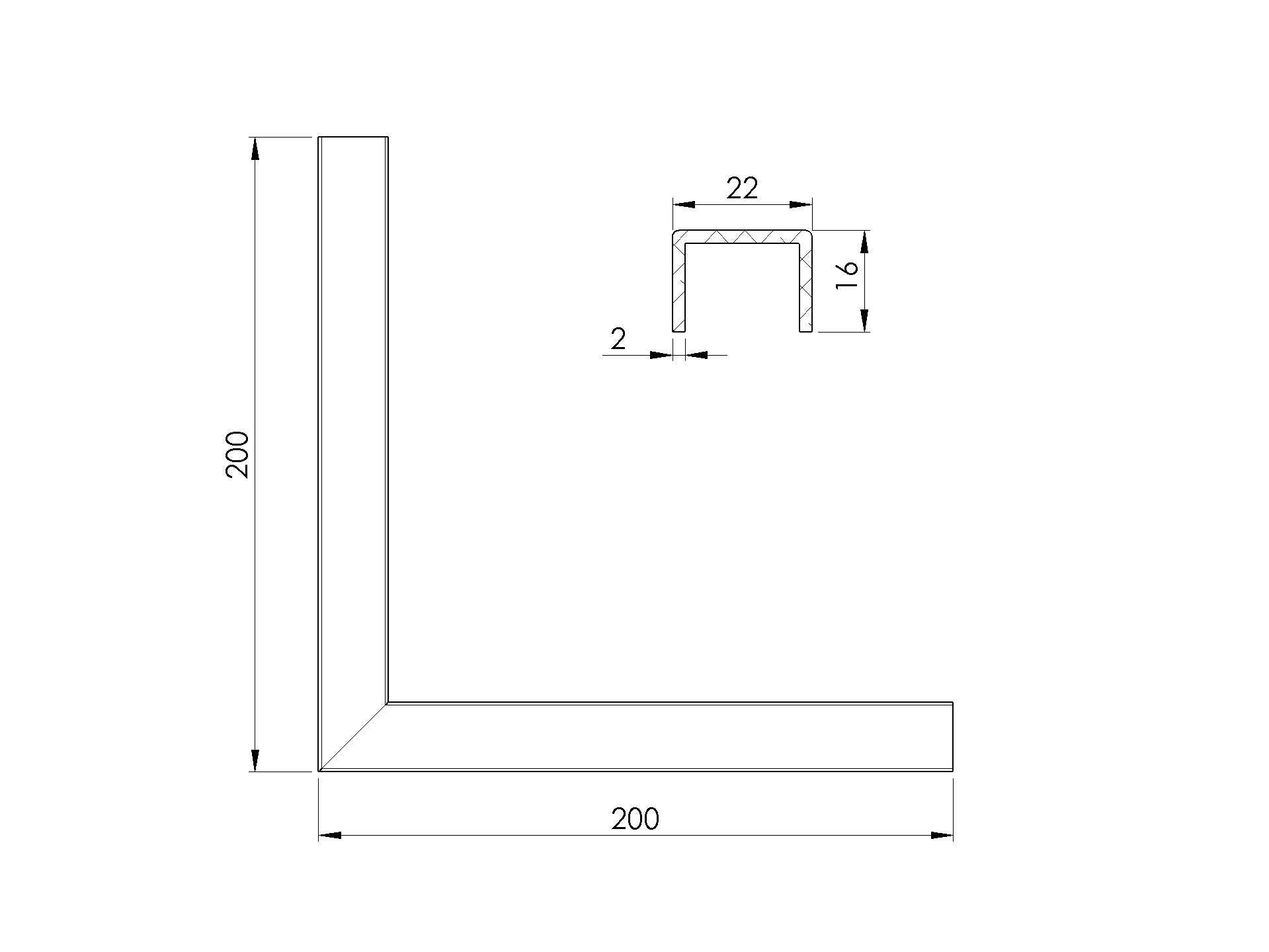 Glaskantenprofil 90° Ecke Aluminium fuer Glas 16-00-17-50 mm L=200mm schwarz-89-11AL6901018G90SE-A.4