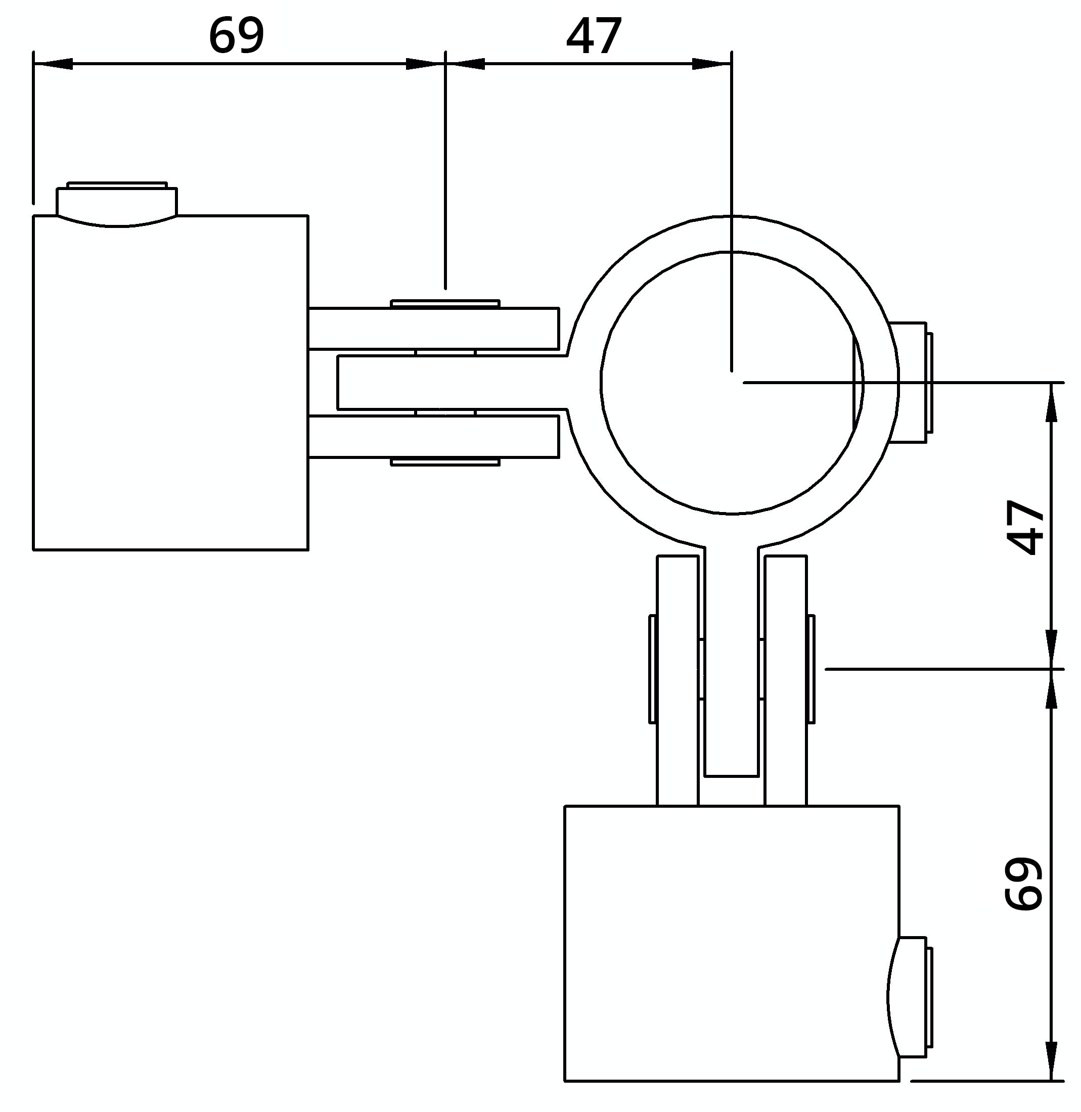 Rohrverbinder - Gelenkstueck doppelt 90° - 168C42 - 42-4 mm - 1 1-4- - Feuerverzinkt u. Elektrogalvanisiert-168C42