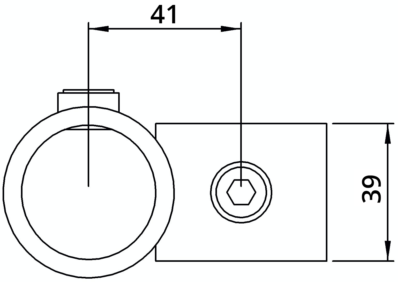 Rohrverbinder - Kreuzstueck vorgesetzt 90° - 161B34 - 33-7 mm - 1- - Feuerverzinkt u. Elektrogalvanisiert-161B34