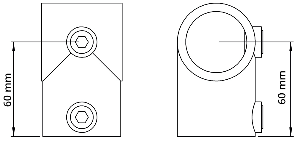 Rohrverbinder - T-Stueck kurz - 101C42 - 42-4 mm - 1 1-4- - Feuerverzinkt u. Elektrogalvanisiert-101C42
