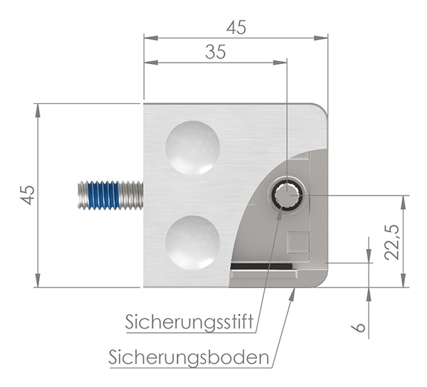 Glasklemme 45x45x26 mm AbZ fuer Anschluss Ø 33-7 mm V4A-10-3033.1ABZ