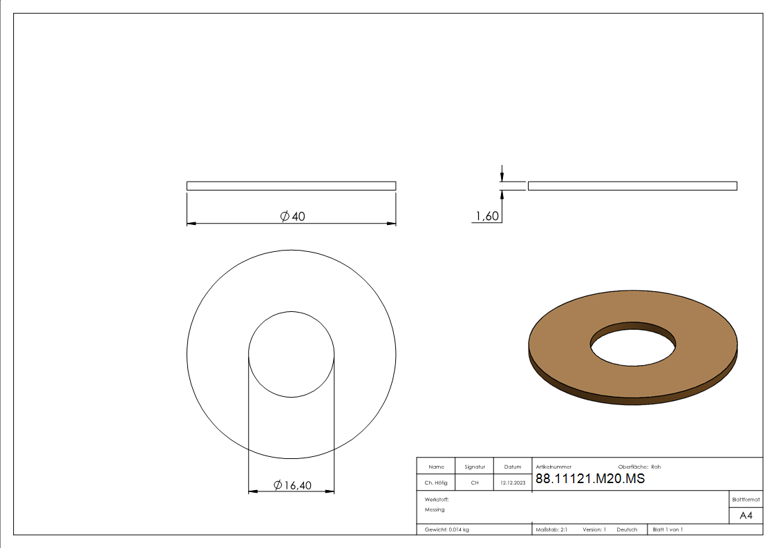 Messingscheibe von Torband 30-3510-8-88-11121-M20.MS