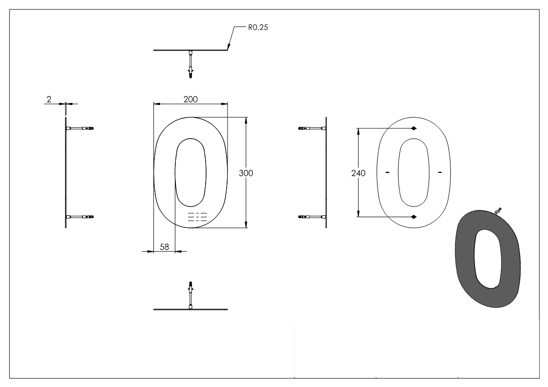 Hausnummer 0 - 9 - gross - Masse- 200 mm x 300 mm - V2A-11.8064