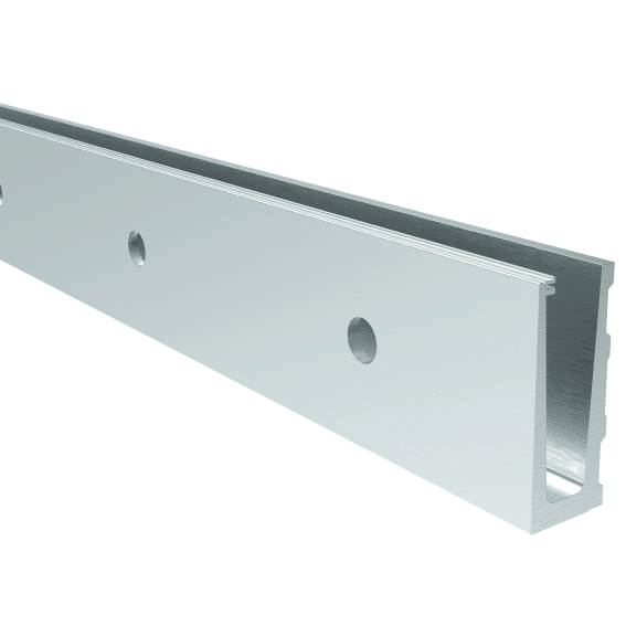 Glasgelaenderprofil Aluminium 2500 mm Glas 12-21-52 mm Seitenmontage Satin-ELOX-89-11AL0005D2500SE-A.4