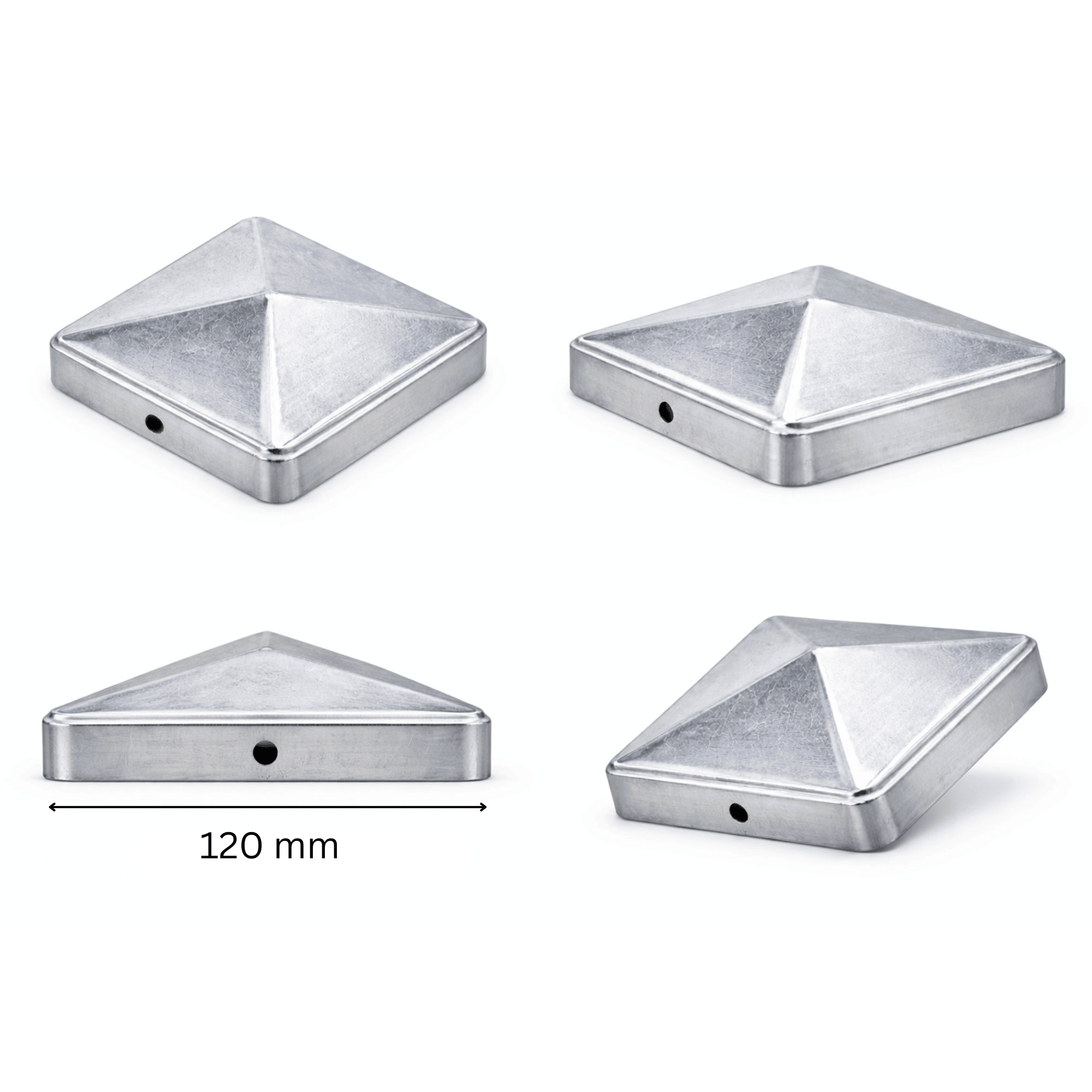 Pfostenkappe 120x120 mm Stahl verzinkt – 10er Set fuer Holzpfosten inkl. Schrauben-60220-120-011