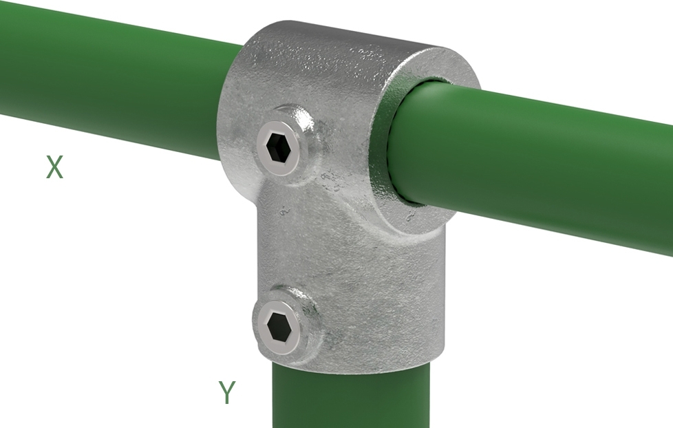 Rohrverbinder T-Stueck kurz Ø 33-7 mm -1- - 42-4 mm -1 1-4- - Temperguss verzinkt - 101B34-C42-101B34-C42