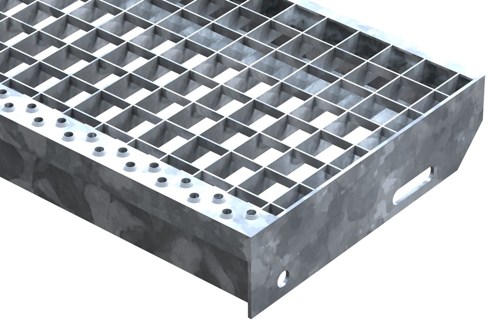 Gitterroststufe Treppenstufe Masse- 800x270 mm 30-30 mm S235JR -St37-2- im Vollbad feuerverzinkt-40-802730.7