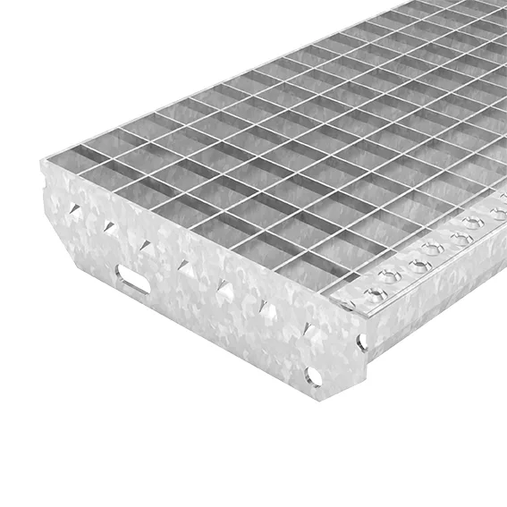 Grating step with R10 slip resistance