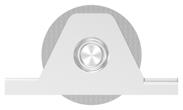 Schiebetorrolle Edelstahl V4A Ø 90 mm Rundrille Ø 20 mm mit Buegel-88-11340-90.V4A