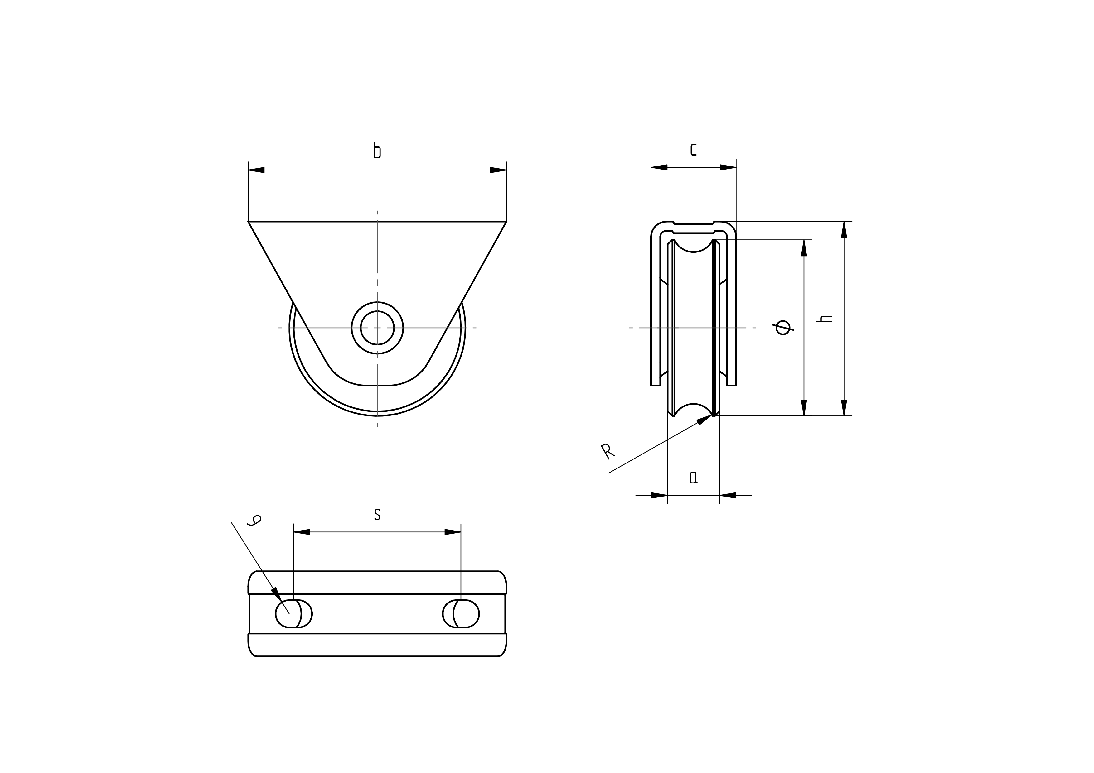 Schiebetorrolle Stahl verzinkt Ø 98 mm U-Rille R8 mit Aussenstuetzplatte 400 kg-89-11H31U100-A.4