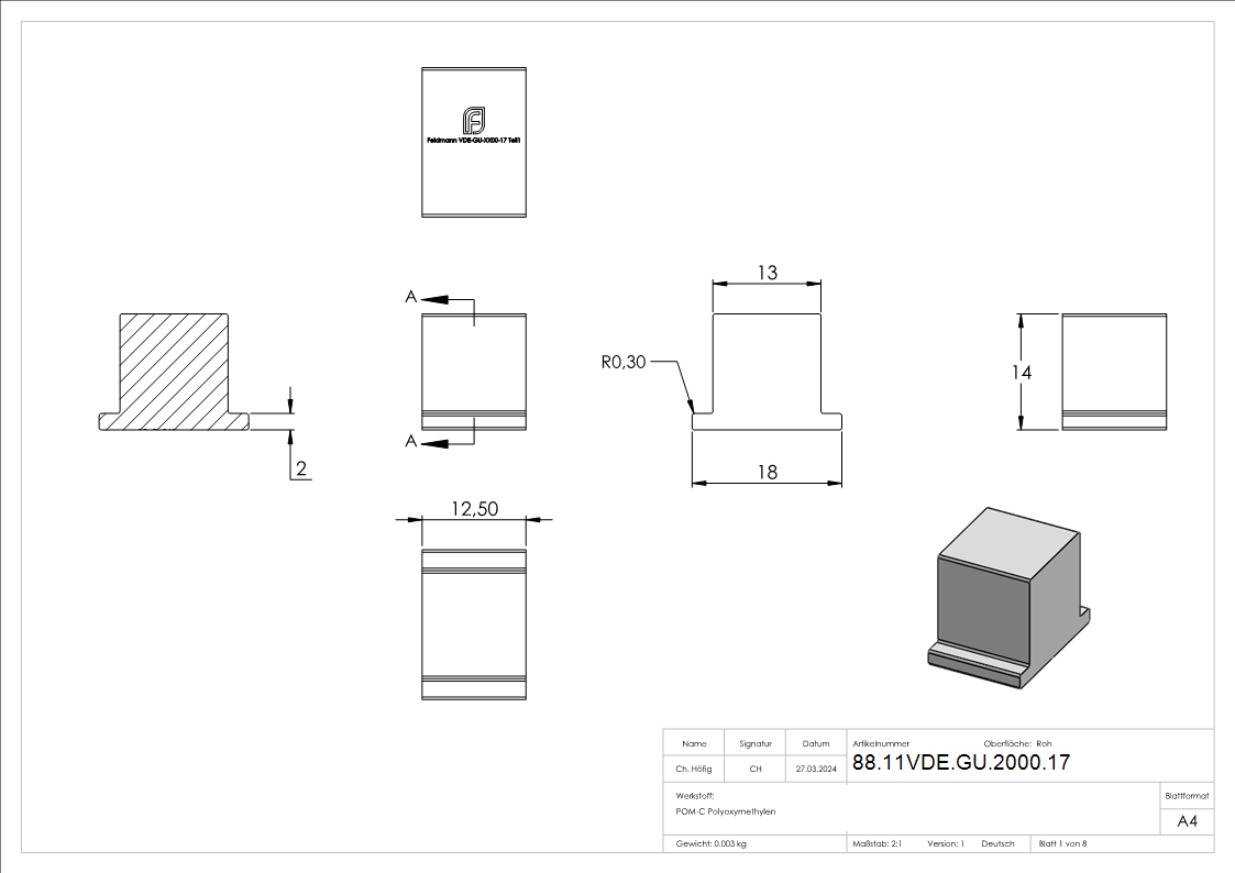 Montage-Set Glas 17-52mm eleganza canopy- fuer L=2005mm-88-11VDE-GU-2000.17
