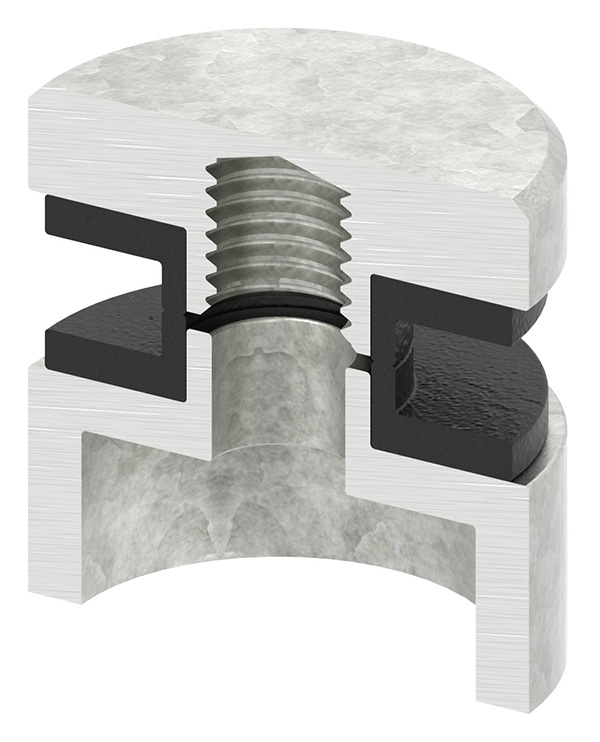 Glaspunkthalter Zinkdruckguss Ø 30 mm flach – Glashalter roh-10-5000.3