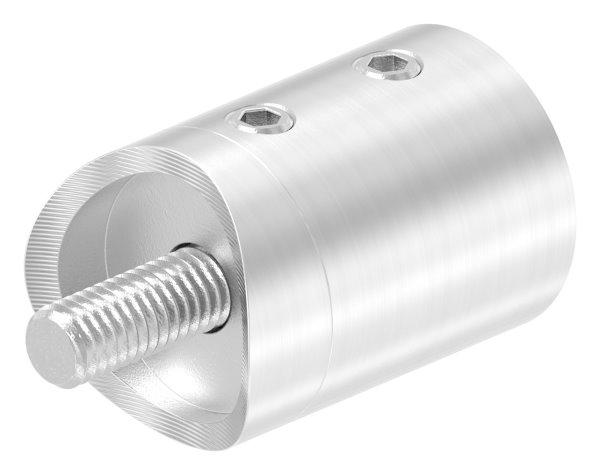 Querstabhalter V2A Edelstahl – Anschluss 33-7 mm fuer Rundstaebe 10 mm mit Sackloch Abschluss links inkl- Schrauben-11-1032.4