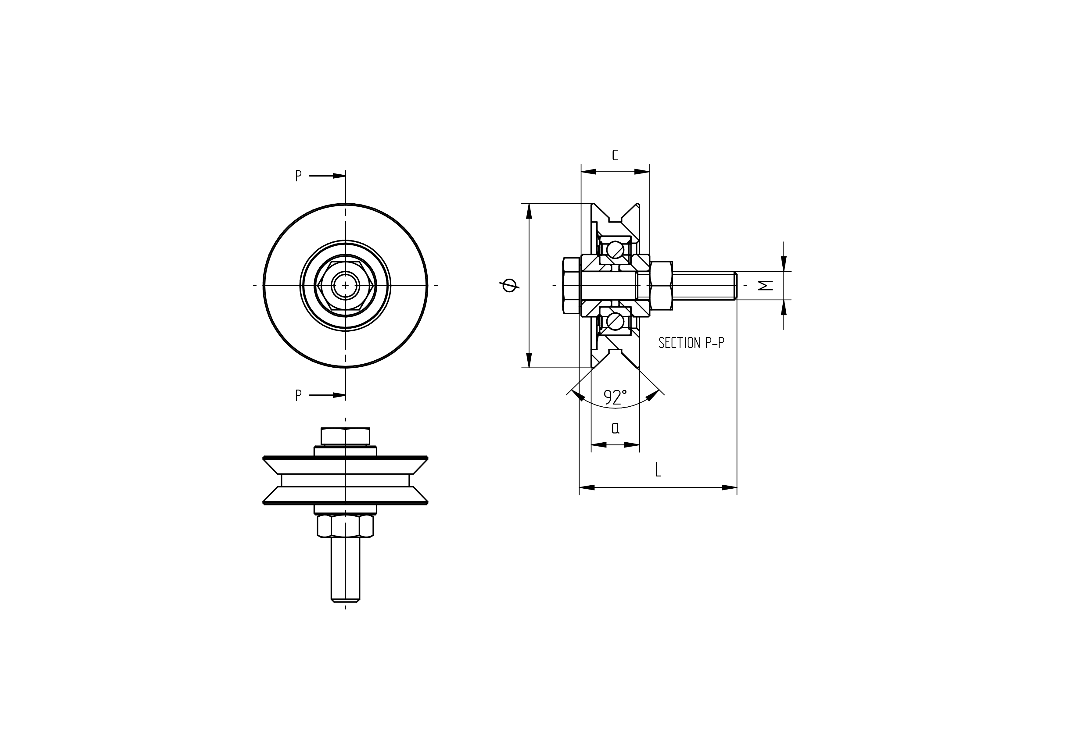 Laufrolle mit V-Nut Edelstahl V2A  78 mm fr Schiebetore bis 300 kg-89-11H806V80-A.4