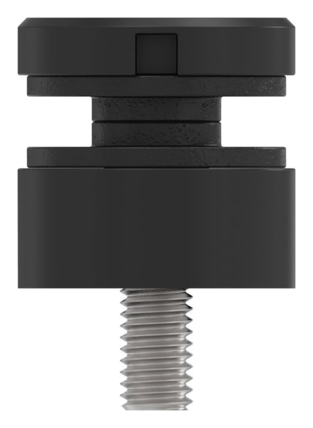 Glaspunkthalter 30mm- Anschluss- flach- V2A- pulverbeschichtet in RAL 9005 schwarz matt-88-1160190-240.9005