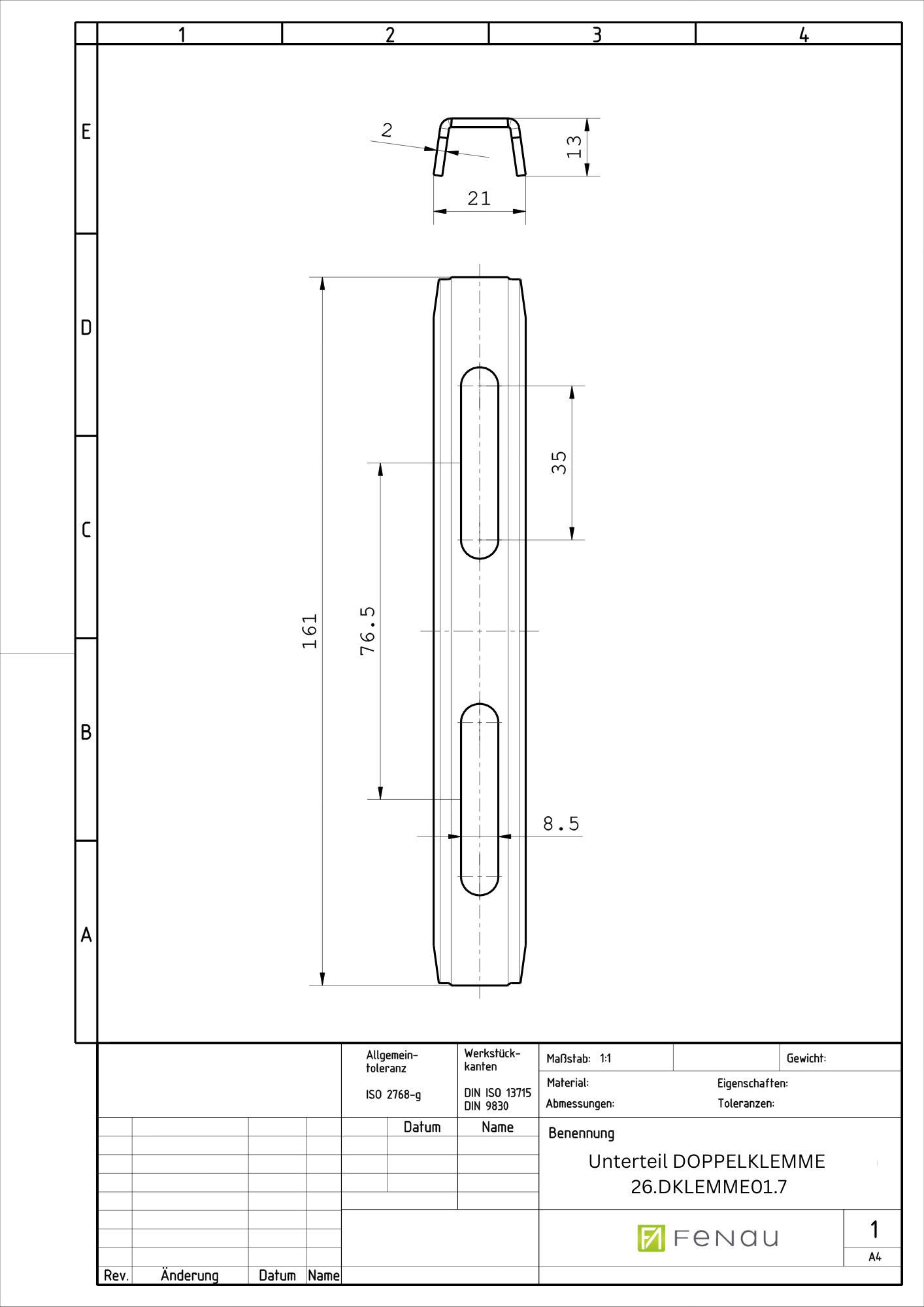 Doppelklemme fuer Rosthoehe 30 mm MW 30-30 mm aus St37- feuerverzinkt-26-DKLEMME01.7