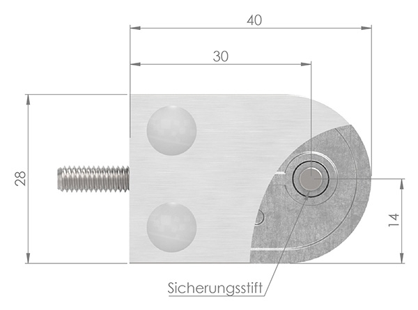 Glasklemme - Masse- 40x28x17-4 mm - Anschluss Ø 42-4 mm - V2A-10-2042.4