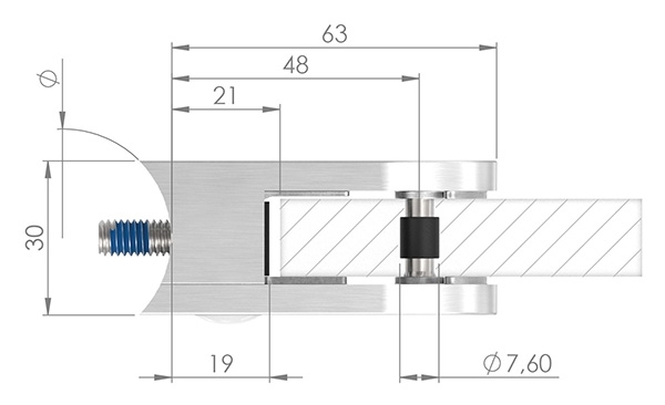 Glasklemme 63x45x30 mm AbZ fuer Anschluss Ø 42-4 mm V4A-10-2442.1