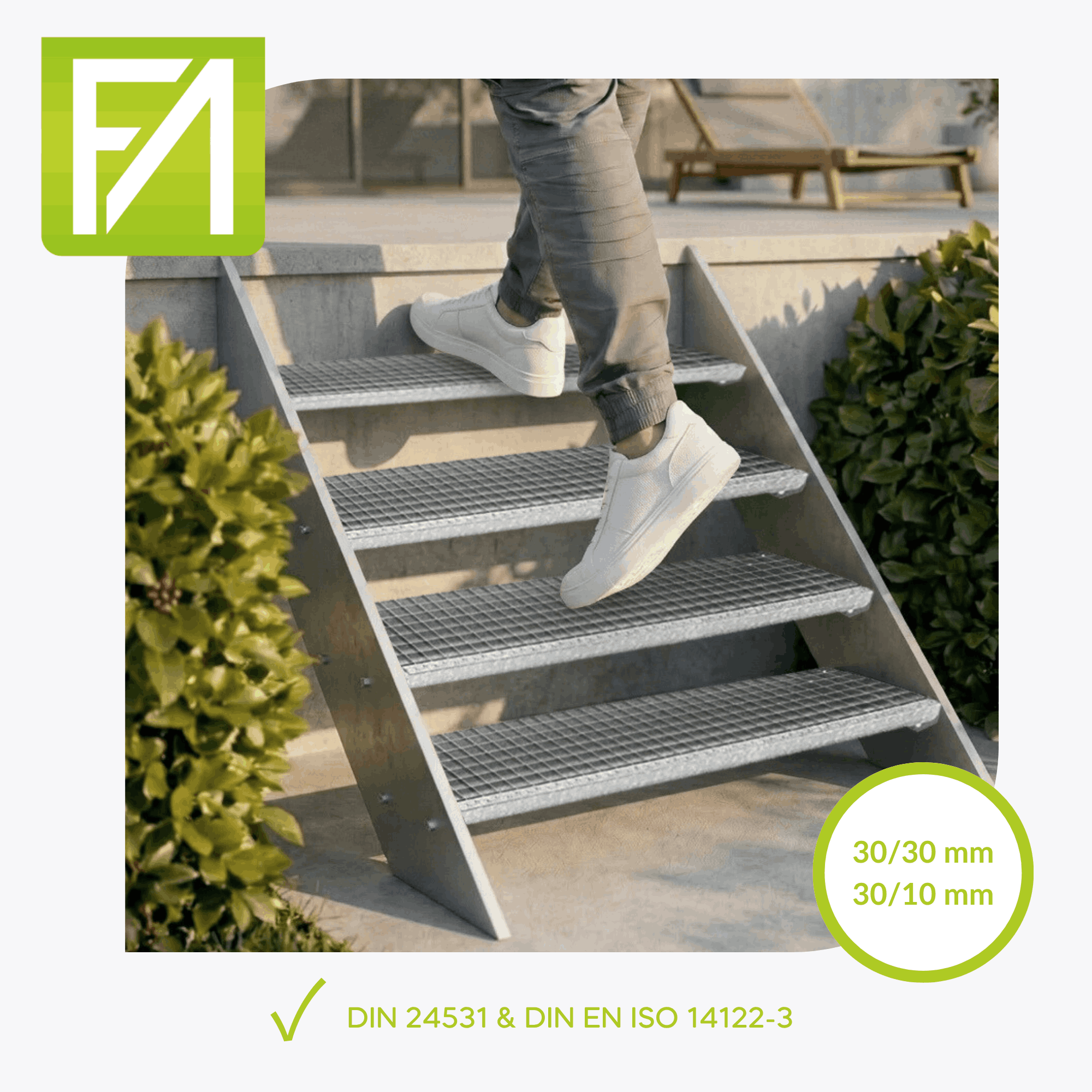 Gitterroststufe 900 x 305 MW 30-30 TS 35-2 Rutschhemmung R10-24-903030352.7