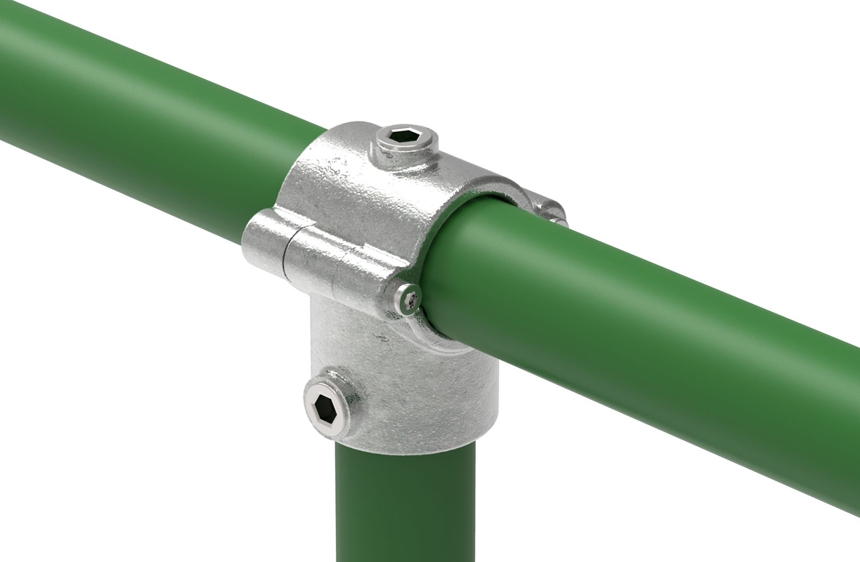 Rohrverbinder T-Stueck mit Bolzen aufklappbar Ø 48-3 mm -1 1-2- - Temperguss verzinkt - 136D48-136D48