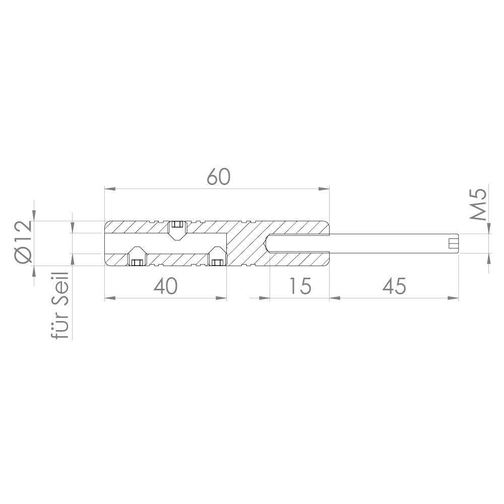 Gewindeterminal zur Selbstmontage - Fuer Seil- Ø 3 mm bis Ø 8 mm - mit Aussengewinde - V2A-11.2804