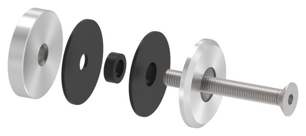 Glaspunkthalter Ø 50 mm- V2A- Anschluss- Flach- Bis 21-52 mm Klemmbereich- mit AbP-10-5210.4