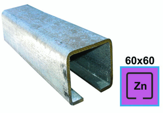 Laufschiene C-Profil Stahl 60 x 60 x 4-0 mm L=3000 mm galvanisch verzinkt-89-11H0260X60ZN3000-A.4