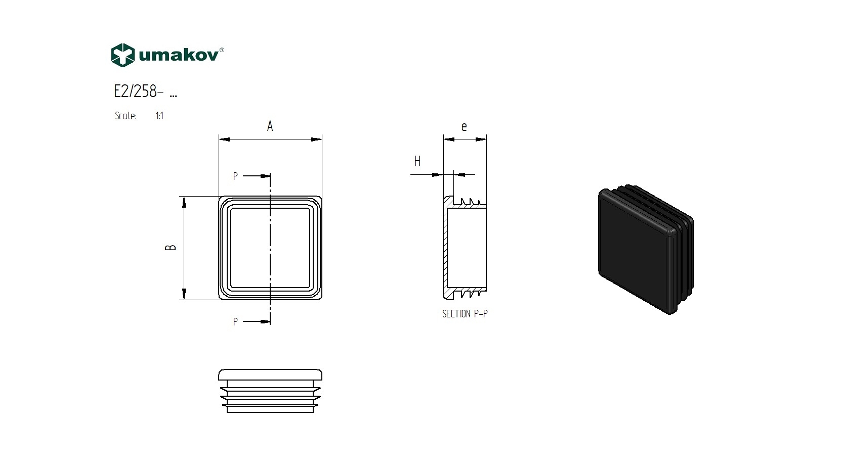 Pfostendeckel Kunststoff Schwarz 40x40 mm- Vierkant-89-11E225840X40-A.4