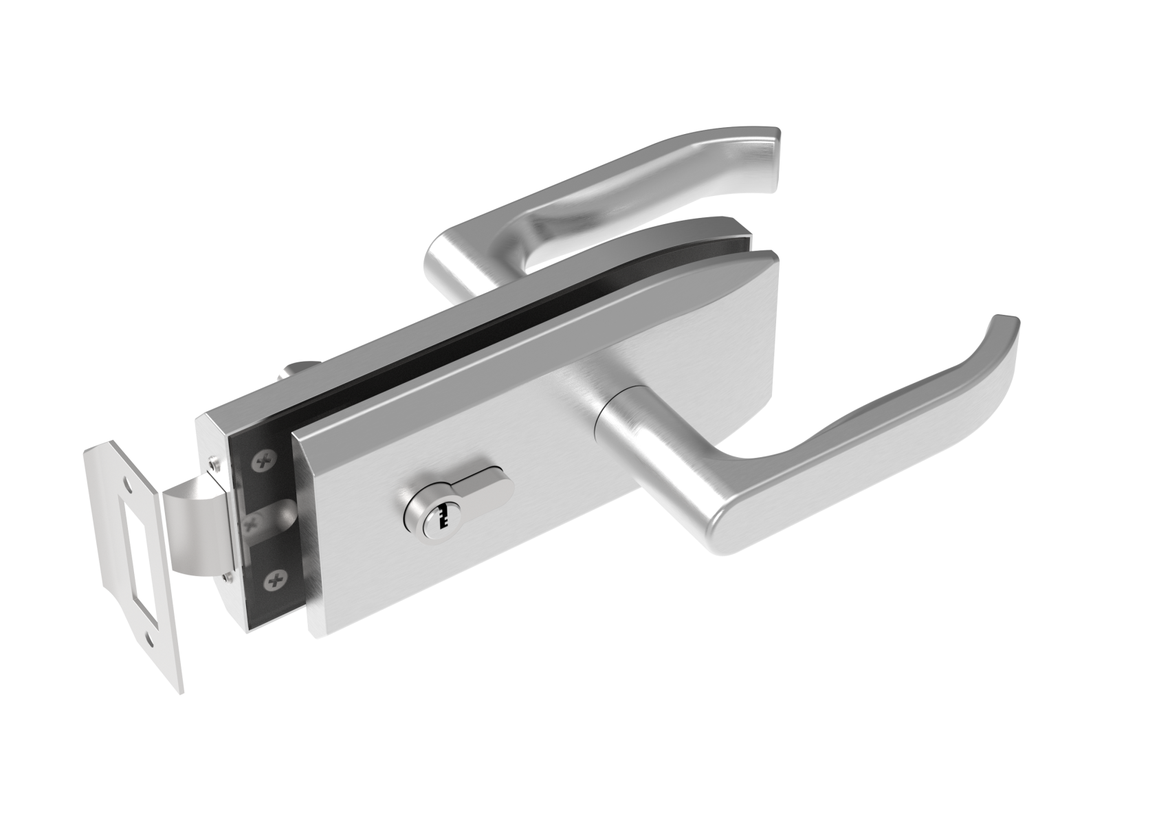 Glastuerschloss Edelstahl AISI 304- Glasstaerke 8-12mm- PZ-WC- geschliffen-89-11GS304D201S-A.4