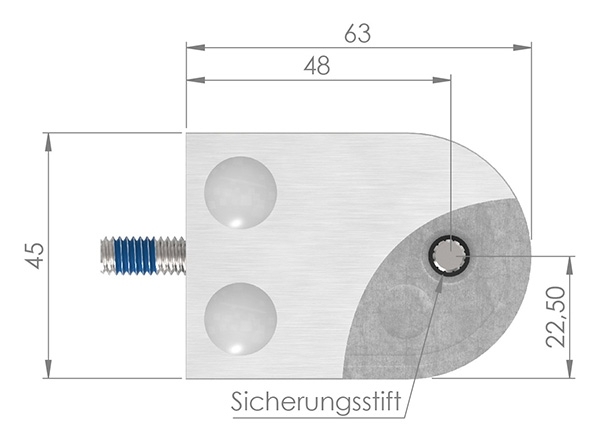 Glasklemme 63x45x28 mm AbZ fuer Anschluss Ø 48-3 mm V4A-10-2248ABZ.1