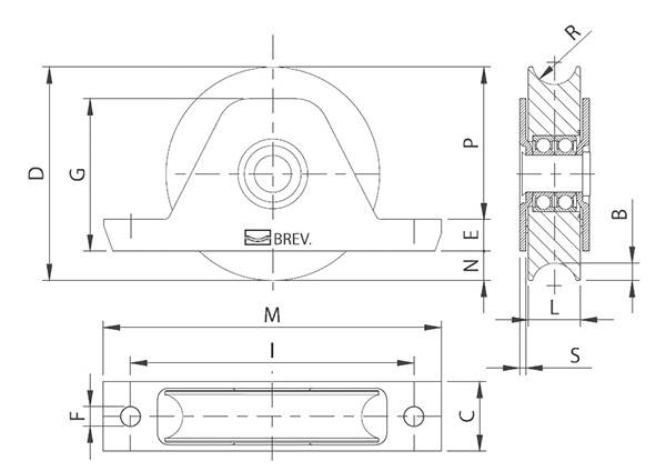 Schiebetorrolle- Ø 88mm- V2A-88-11338-90.VA