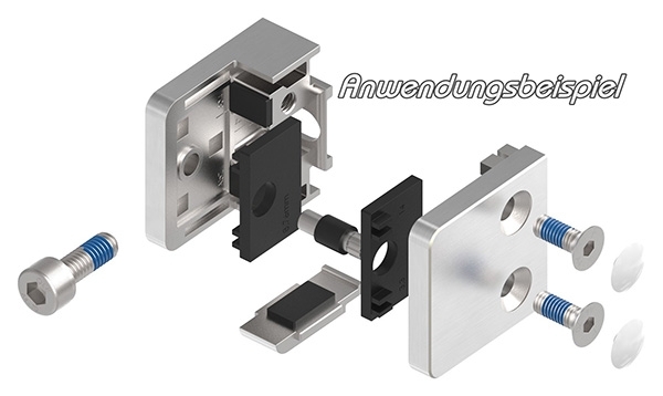Glasklemme V2A 45 x 45 x 26 mm gerade mit AbZ inkl- Schrauben-10-3000.4ABZ