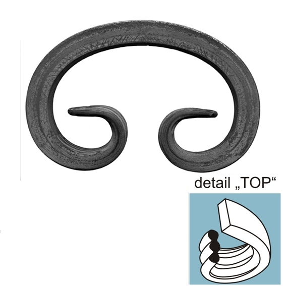 Zierelement C-Form Stahl roh 120x80 mm- Material 12x12 mm-89-11E104TOP120-A.4