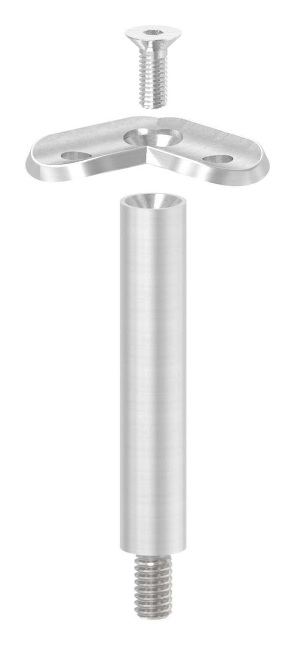 Edelstahl Traegerstift Ø 14 mmmit Halteplatte 90° Anschluss- Ø 42-4 mm - Aussengewinde M8 - V2A-11-3835.4