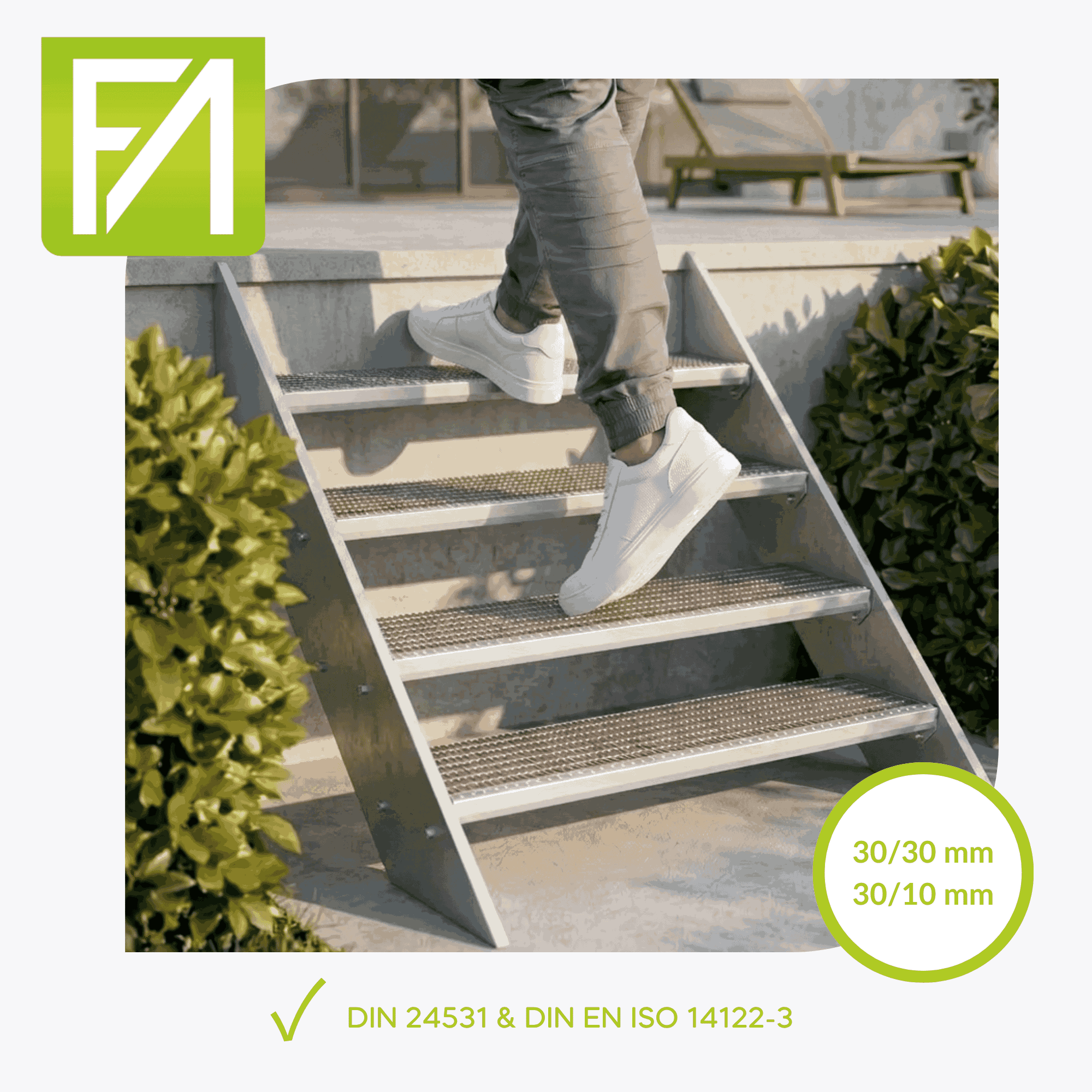 Gitterroststufe 1200 x 305 MW 30-10 TS 40-2 Rutschhemmung R10-24-1203031403.7