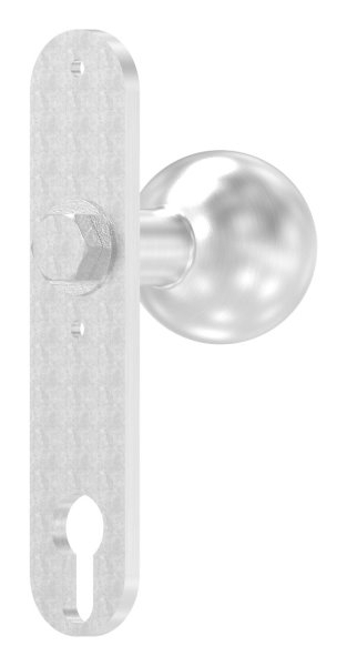 Tuerknopf Edelstahl V2A Ø 50 mm mit Langschild feststehend geschliffen Korn 240-88-1156644.240