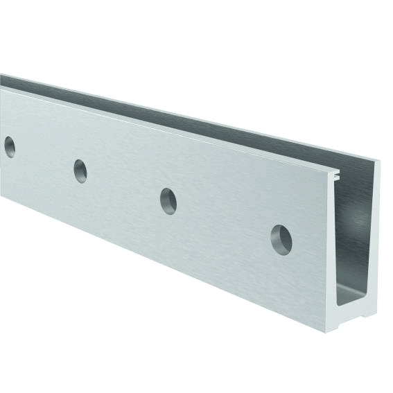 Ganzglasgelaenderprofil Aluminium 5000 mm fuer Glas 21-52-25-52 mm Seitenverankerung-89-11AL00095000SE-A.4