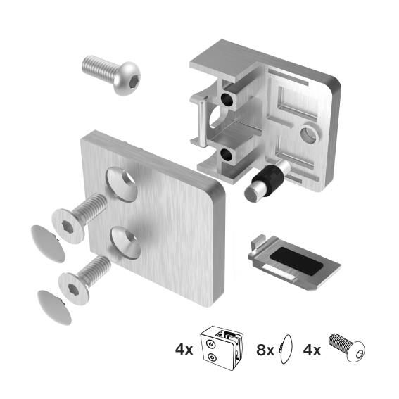 Glasklemme V4A 8 - 12-76 mm Anschluss flach geschliffen 4er Set-89-11A1423KP000SET4-A.4