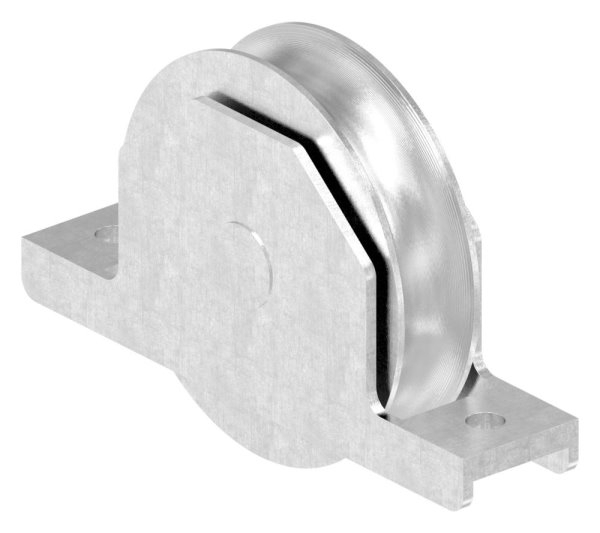 Schiebetorrolle Edelstahl V2A  98 mm Rundrille mit Bgel-88-11338-100.VA