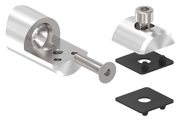 Blechhalter - Plattenhalter Ø 25 mm Edelstahl V2A – Anschluss 33-7 mm inkl- Schrauben - Gummieinlage-12-2101.4