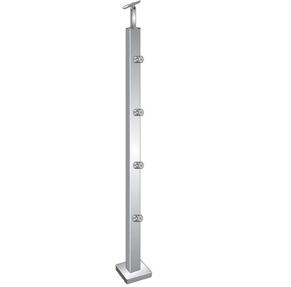 Treppenpfosten Edelstahl AISI 304 900 mm 40x40 mm Oberverankerung fuer Fuellstaebe d12-14-0081ER-A.4